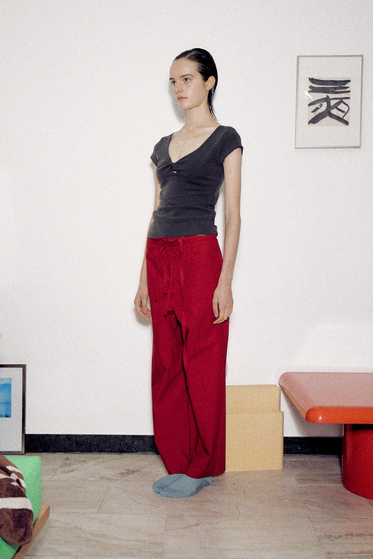 Pigment-Washed Twisted Jersey Top