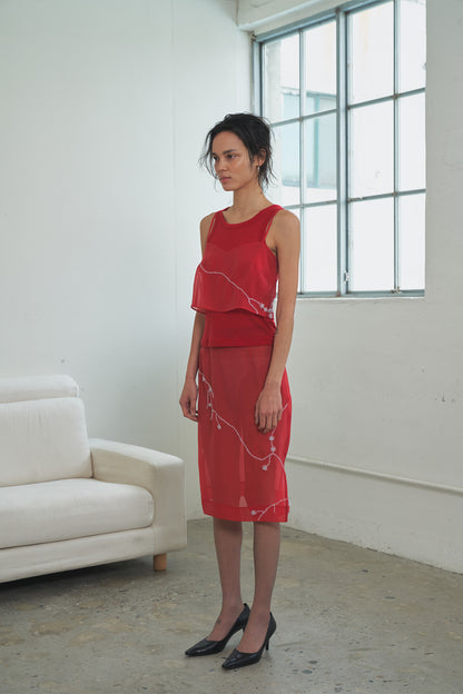 Shining Embroidery Midi Skirt