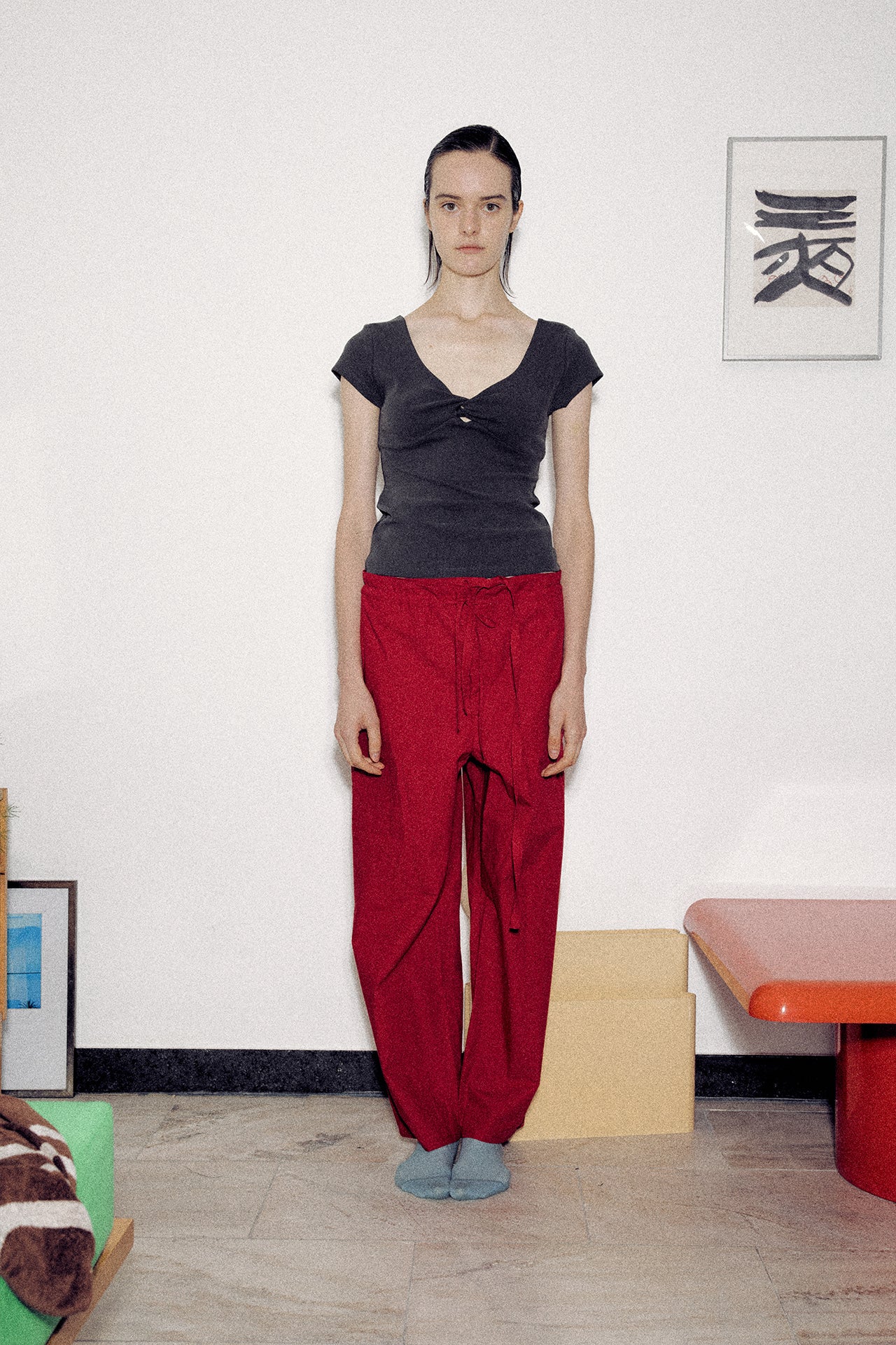 Pigment-Washed Twisted Jersey Top